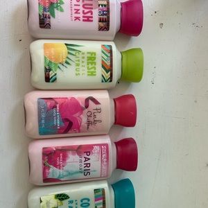 a bundle of bath and body works lotions
